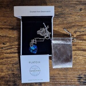 Crystal Heart-Shaped Love You Silver Tone Pendant Necklace